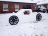 car made out of snow, snowmobile