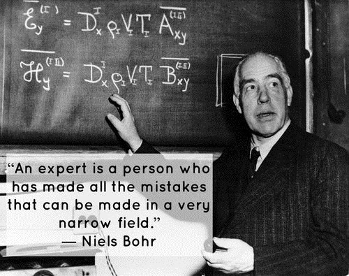 expert, quote, niels bohr, mistakes
