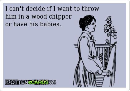 ecard, men, wood chipper, babies