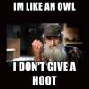 I'm like an owl, I don't give a hoot