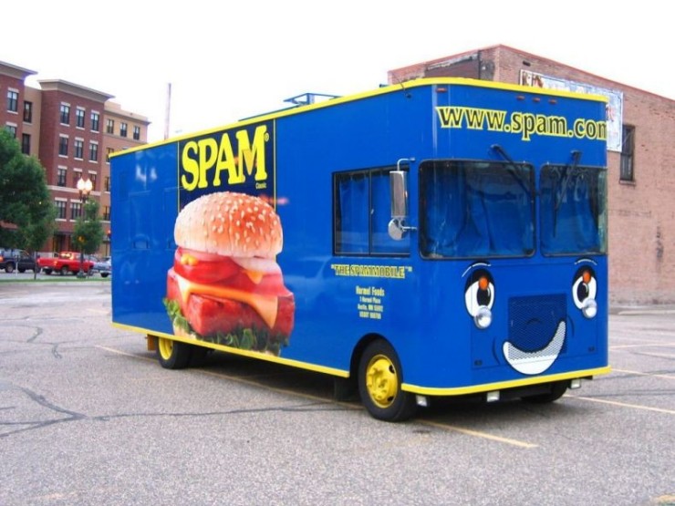 spam, truck, face
