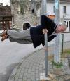 elderly, planking, pole dancer