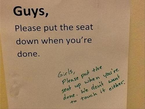 seat, toilet, sign, guys, girls