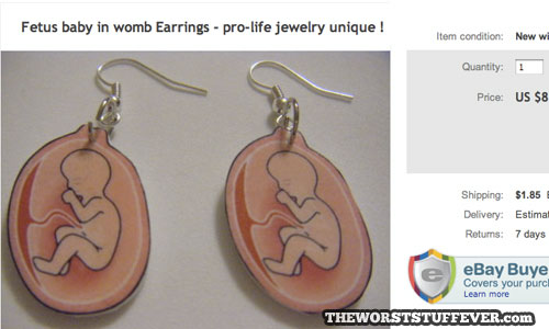 worst, earrings, ebay auction, wtf, baby in womb