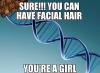 meme, facial hair, woman, scumbag genetics