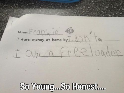 kids, freeloader, earn money