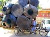 bicycle, overloaded, barrels, bike