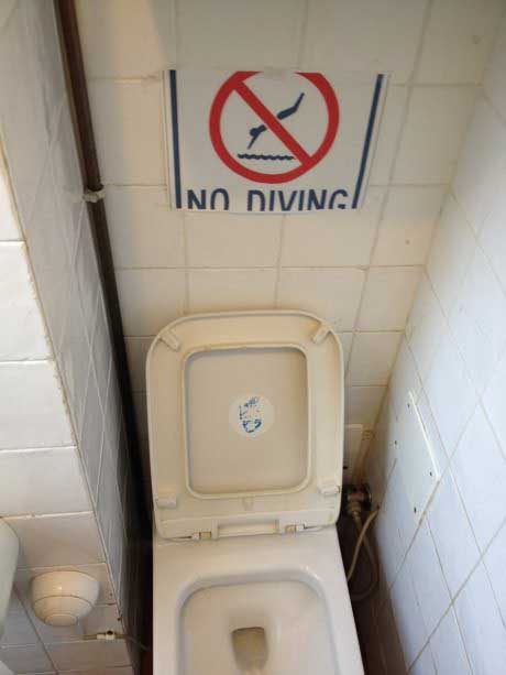 toilet, sign, no diving