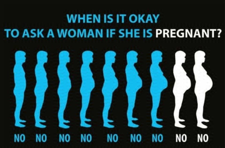 when is it okay to ask a woman if she is pregnant?
