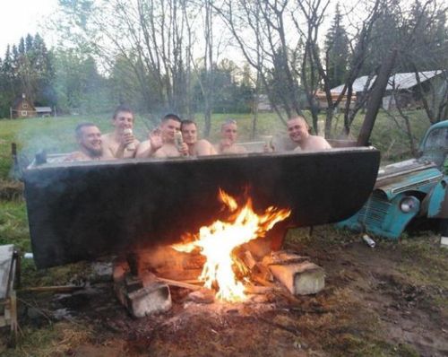 fire, redneck, hot tub