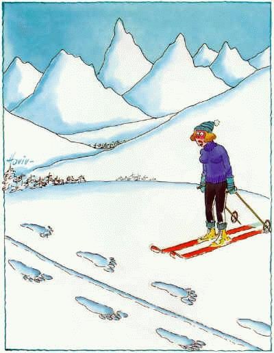 snow, prints, skier, suggestive