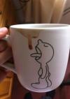 coffee mug, cup, drip, mouth, tongue
