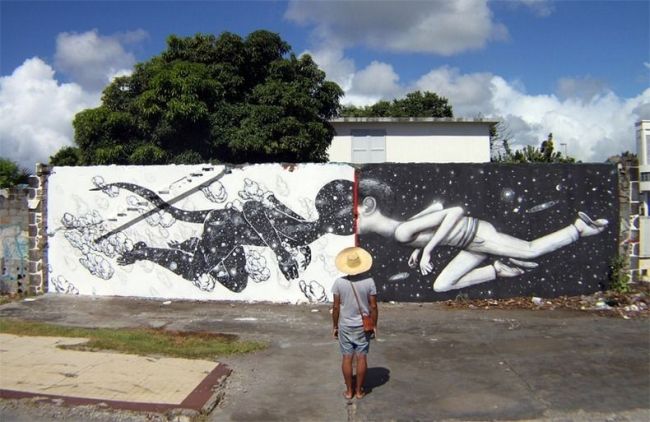 street art, graffiti, black, white