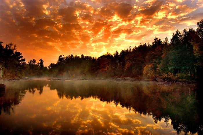 nature, scenery, orange, cloud, lake, beautiful