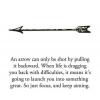 an arrow can only be shot by pulling backward, when life is dragging you back with difficulties, it means it's going to launch you into something great, so just focus and keep aiming