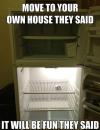 apartment, house, moving out, meme, empty refrigerator