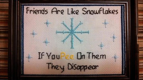 lol, knit, framed, friends, snowflakes