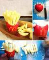 how to get your kid to eat an apple, mcdonalds fries sculpture 