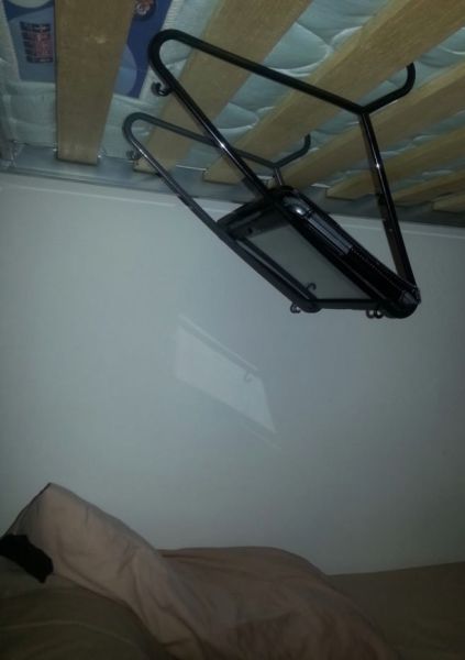 bunk bed, tablet, laptop, hangers, engineer