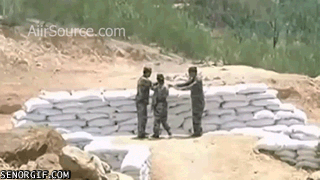 army girl throws grenade poorly, has to be saved, fail