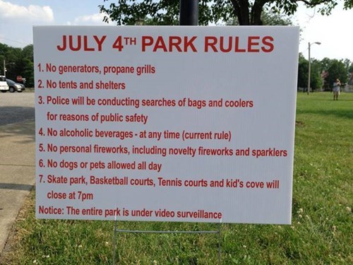 sign, 4th of july, independence day, fun police