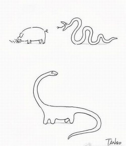 dinosaurs, snake, pig, lol