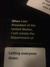 board game, cards, president, department of letting everyone down