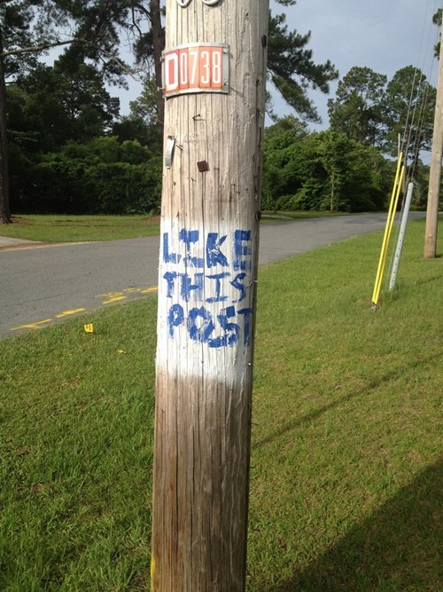 hacked irl, like this post, telephone pole