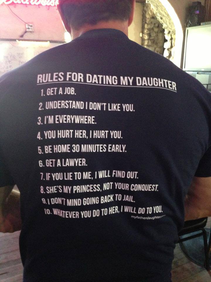 tshirt, rules, dating daughter, father, list