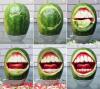 watermelon, carving, mouth, teeth, gums, art
