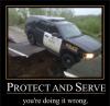 motivation, protect and serve, police car, fail, road broken