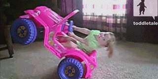 barbie car, wheelie, spin, gif, loop