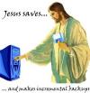 jesus saves, back ups, lol, geek humor
