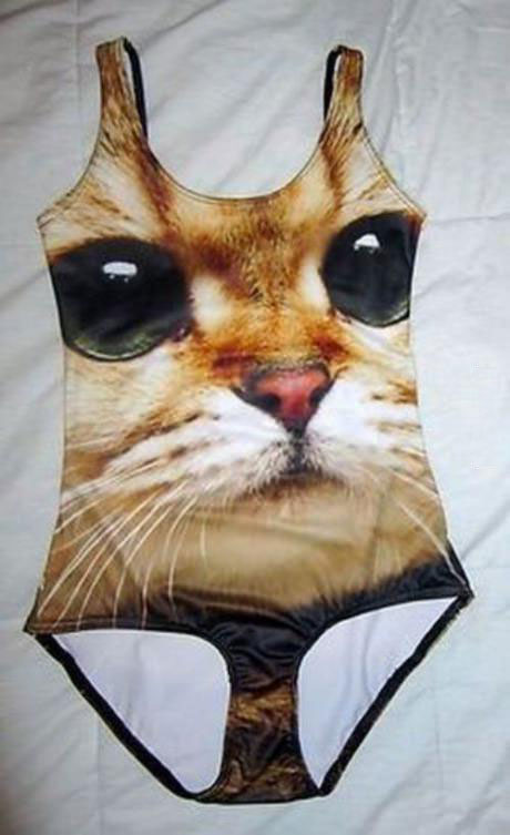 cat, face, swim suit, wtf