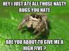 good guy spider, nasty bugs, high five, meme