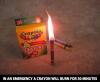 in an emergency a crayon will burn for 30 minutes, dye, life hack