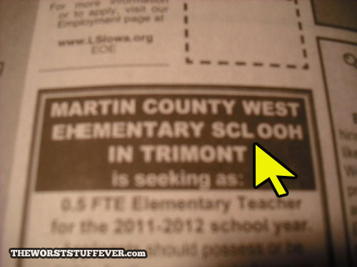 worst elementary school, newspaper ad, fail