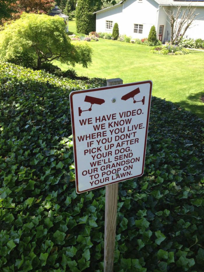 sign, lawn, elderly, dog poop, lol, grandson