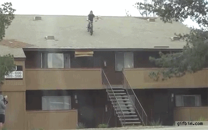 bicycle, stunt, gif, roof, stairs