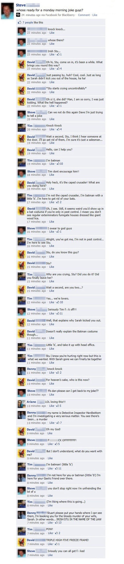 joke, facebook, comments, knock knock, lol