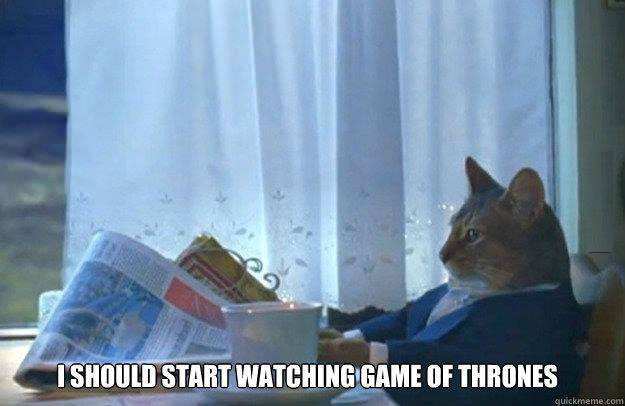 I should start watching game of thrones, revelation cat, meme