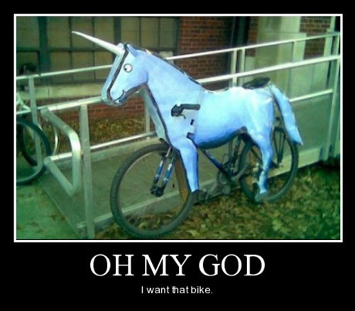 motivation, unicorn, bicycle, omg