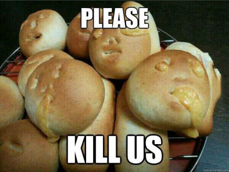custard, bread, meme, please kill us, face