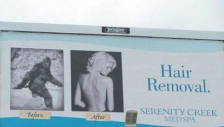 hair removal, billboard, gorilla, woman, lol