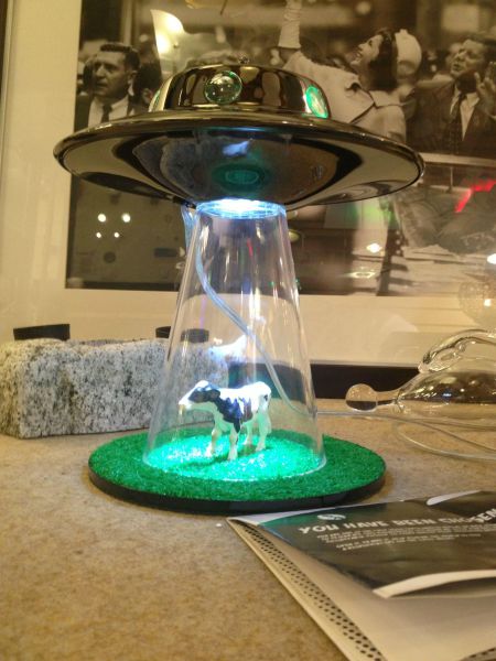 lamp that is a ufo abducting a cow, win