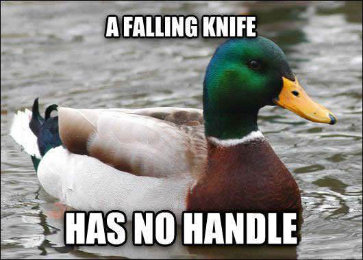 a falling knife  has no handle, actual advice mallard, meme