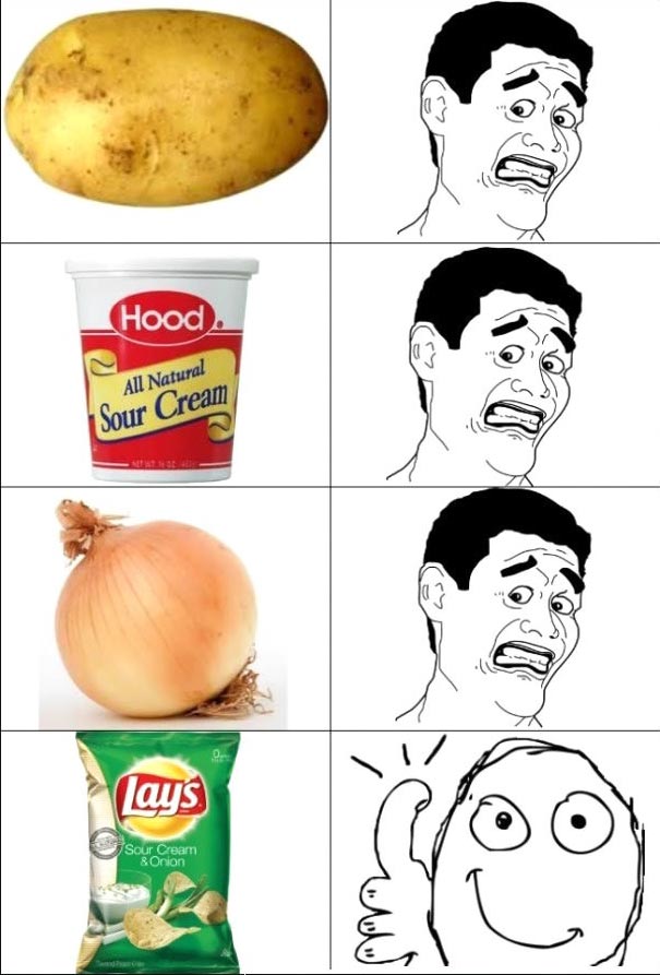 potato, onion, sour cream, human logic, meme