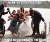 marry by a lake they said, it will be romantic they said, wedding party sinking on lake dock