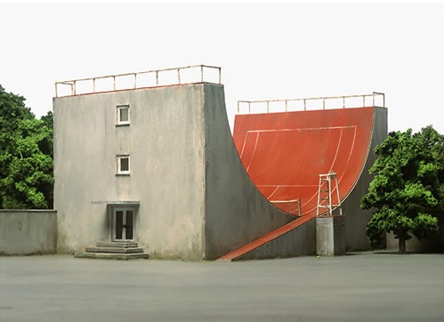 tennis court, half pipe, wtf, cool