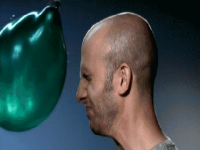 slow motion, water balloon, face, explosion